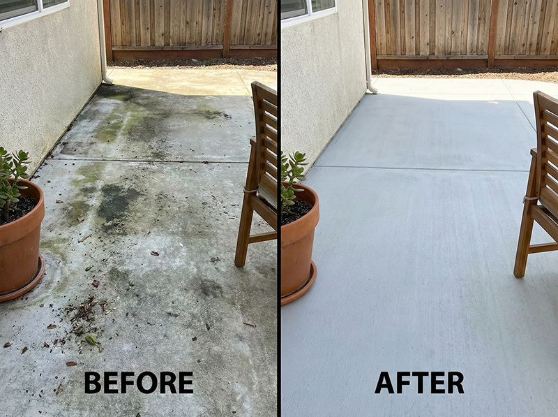 Patio cleaning before and after - algae removal